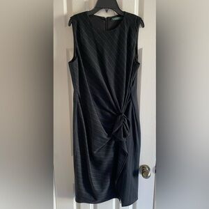 NWT Ralph Lauren Black With Diagonal Cream Stripes Sleeveless Wool dress  SZ 6